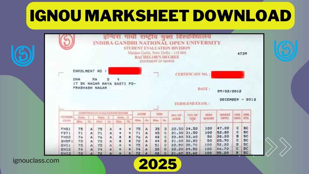 Ignou marksheet