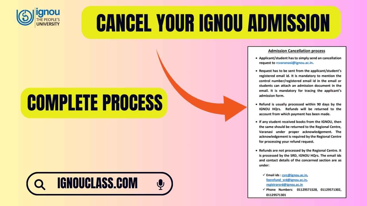 Ignou Admission Cancellation