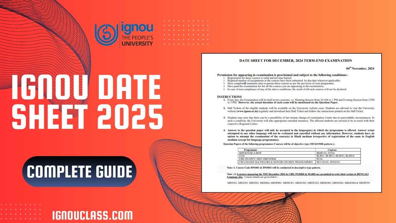 ignou date sheet 2025