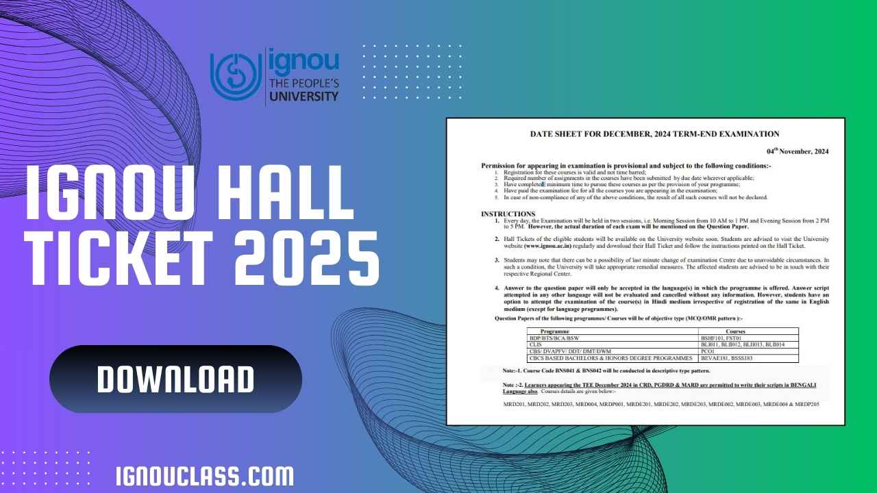 ignou hall ticket 2025