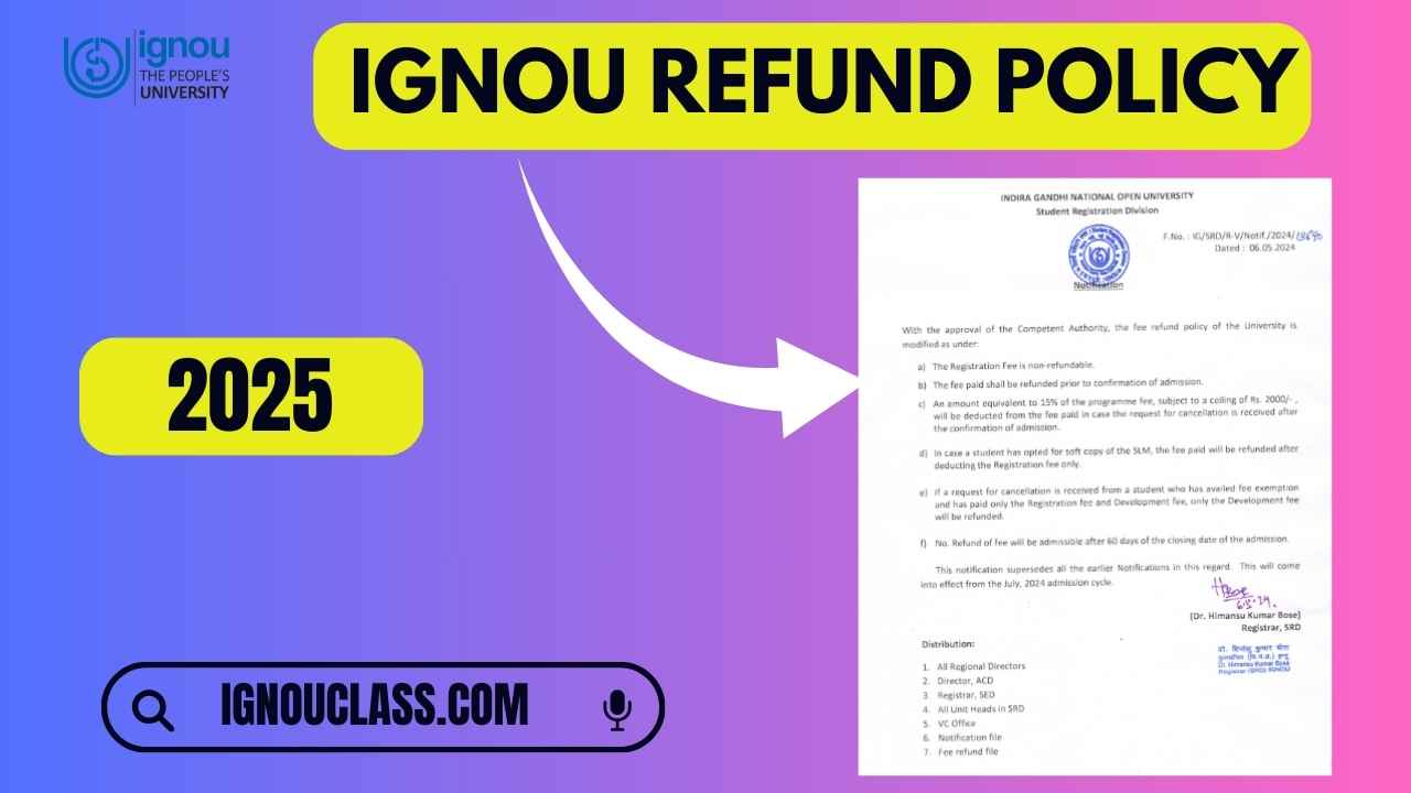 ignou refund policy