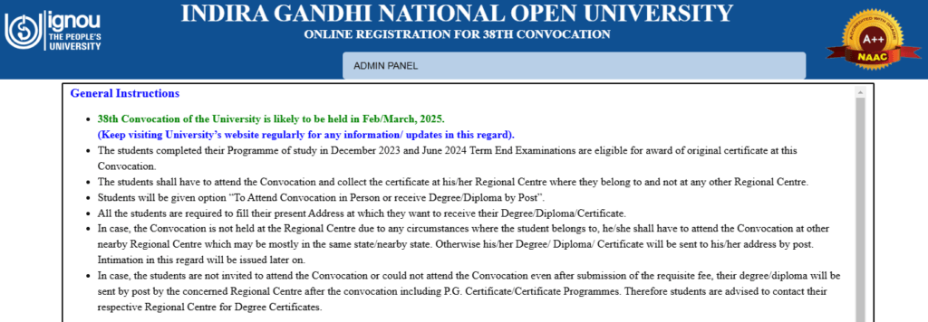 ignou 38th convocation