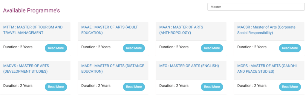 Ignou Master's course