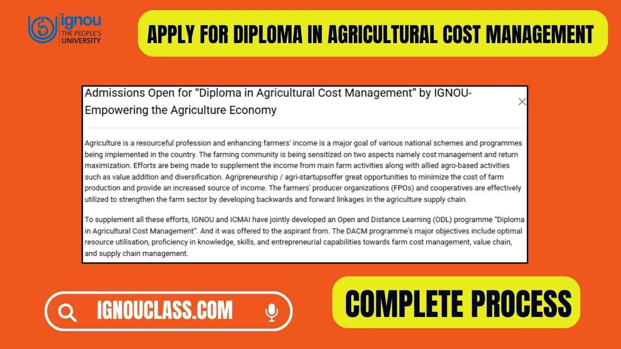 diploma in agricultural cost manage ment