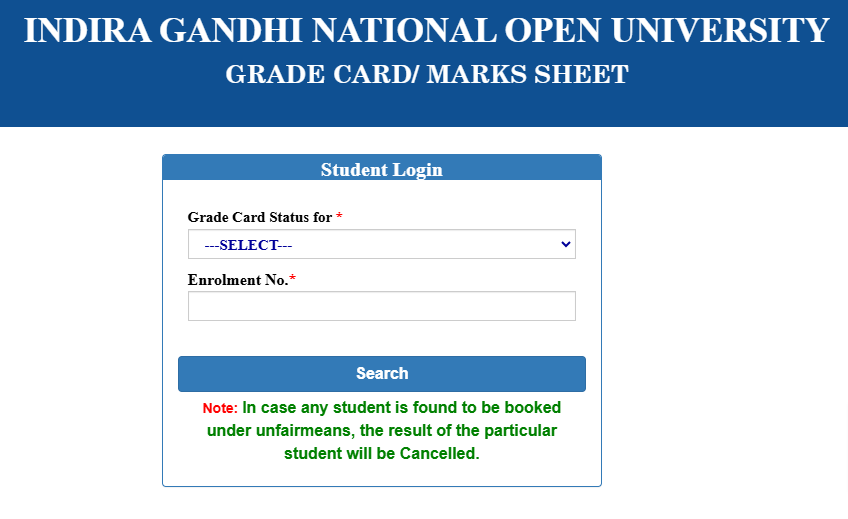 ignou marksheet