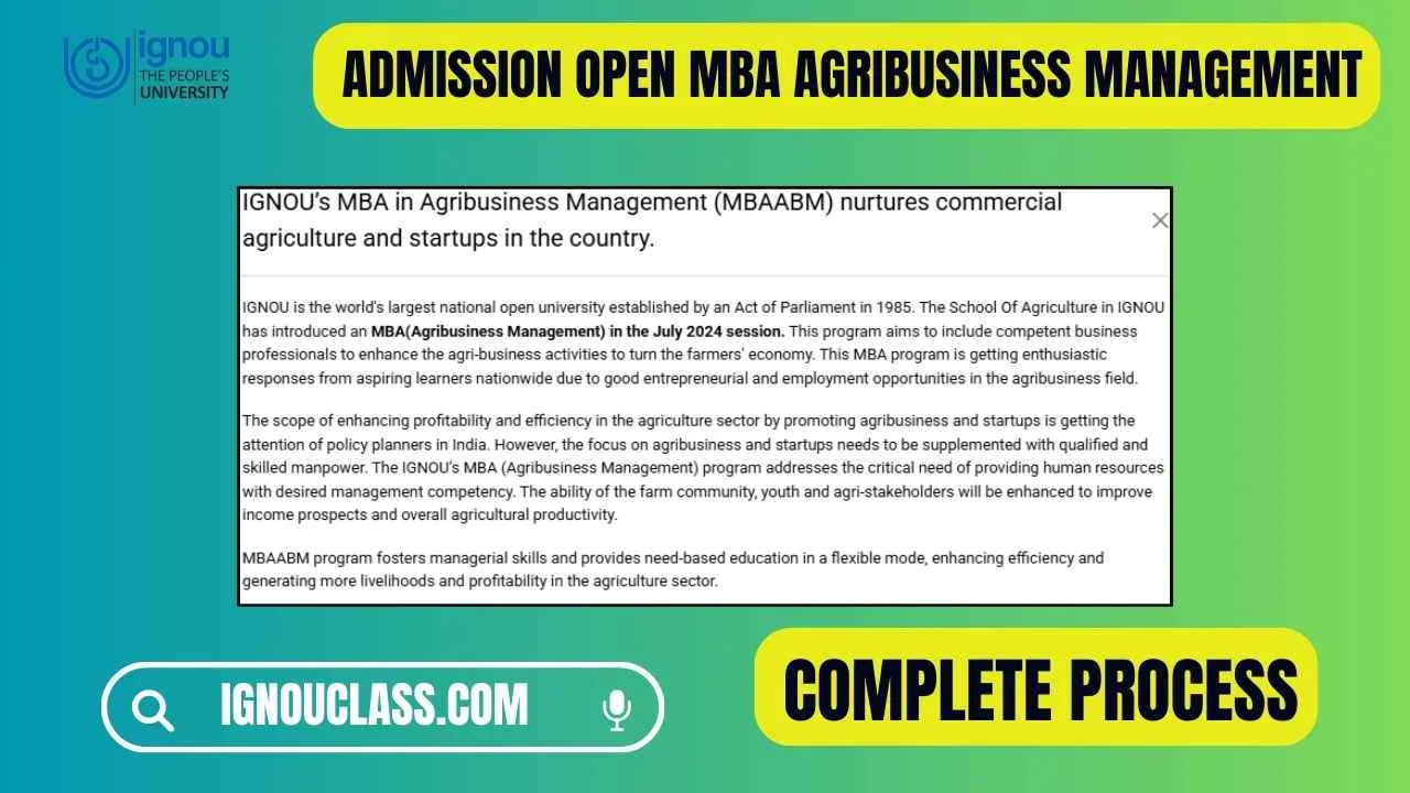 mba agribusiness management admission