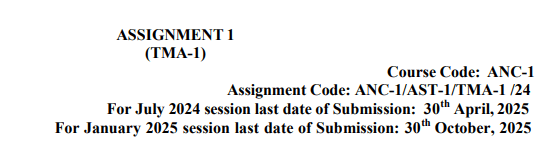 IGNOU Assignment Submission Last date